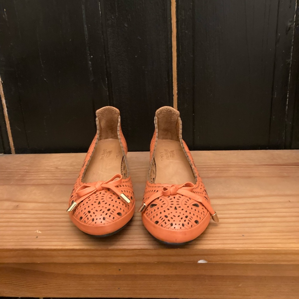 Spring Step Orange Flats with Perforated Design